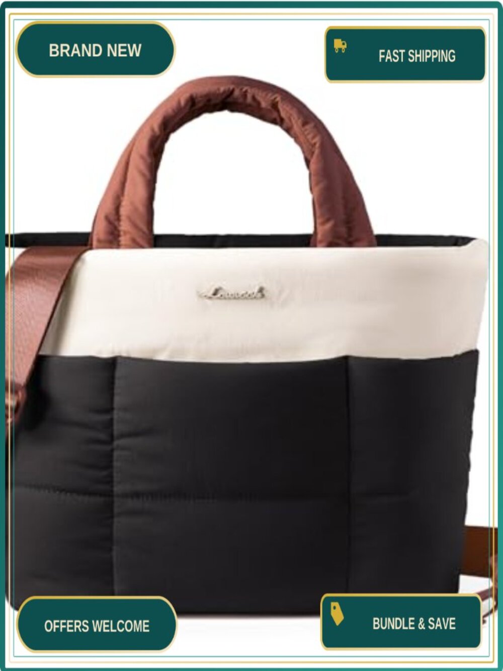 Small Puffer Tote Bag Padded Cotton Crossbody Shoulder Handbag
